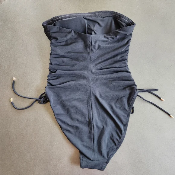 Robin Piccone Womens Black Aubrey Bandeau One Piece Swimsuit Size 10 NWT $176 - Picture 4 of 10